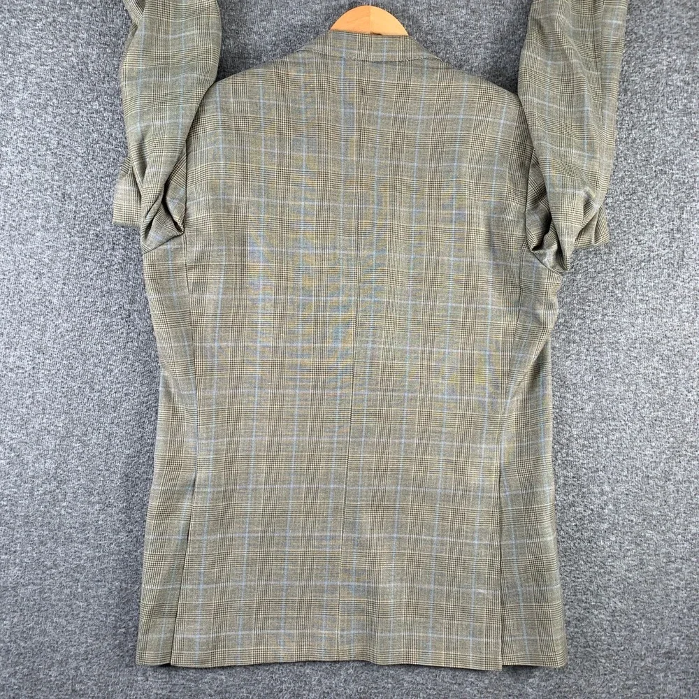 Ermenegildo Zegna Blazer Men 40R Silk Linen Glen Check Windowpane Sport Coat